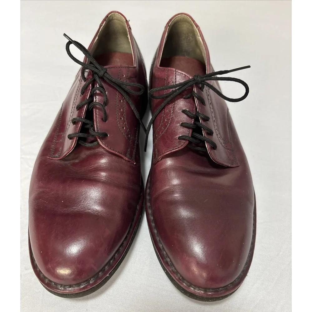 Vintage Mens 8.5 W DresSports Rockport Maroon Leather Oxford Dress Shoes Classic